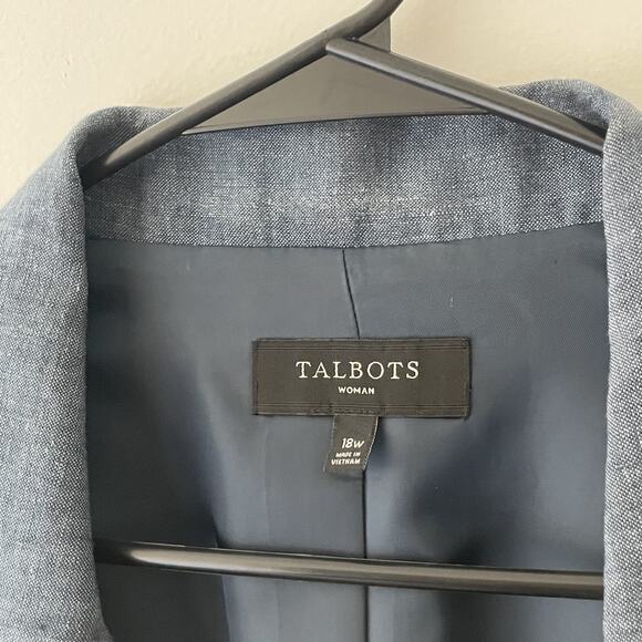 Talbots Linen Blazer 18W Navy Blue Minimalist Jacket Plus Size Classic Workwear - Picture 8 of 8